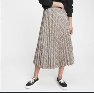 Gap Ivory Multicolor Plaid Pleated Midi Skirt 2 petite academia preppy old money